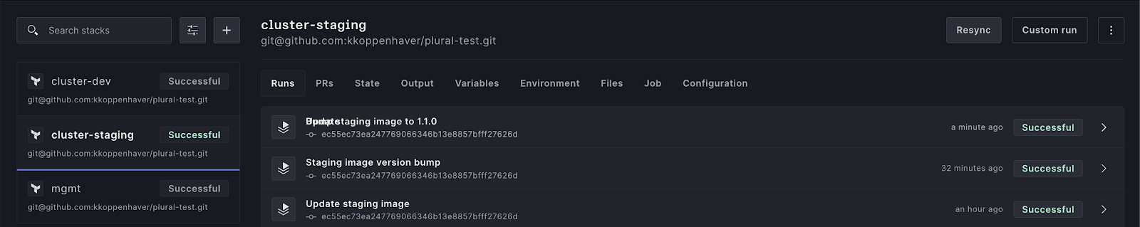 Seeing our changes live in our staging environment