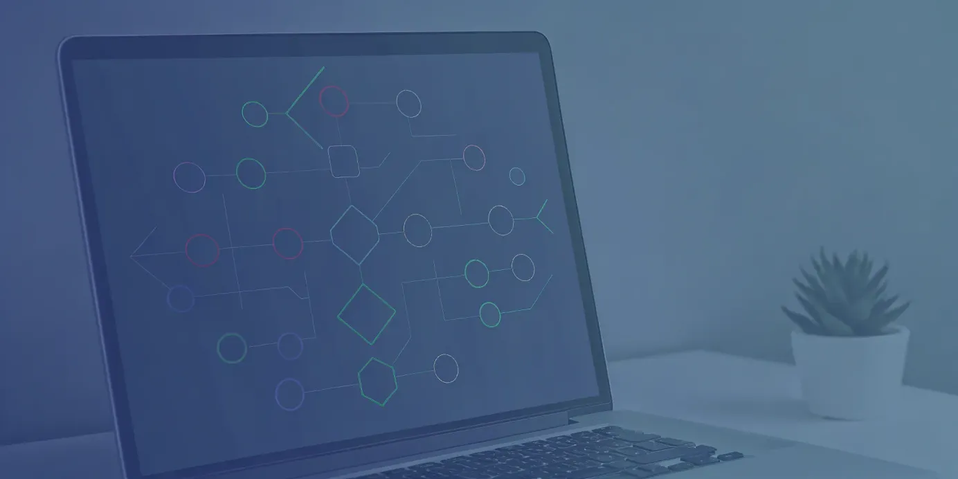 Kubernetes deployment flowchart on a laptop.
