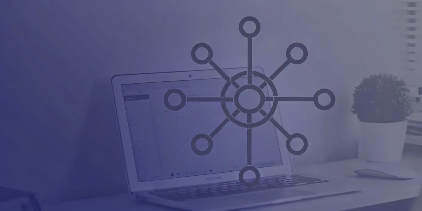 Kubernetes network diagram on a laptop.