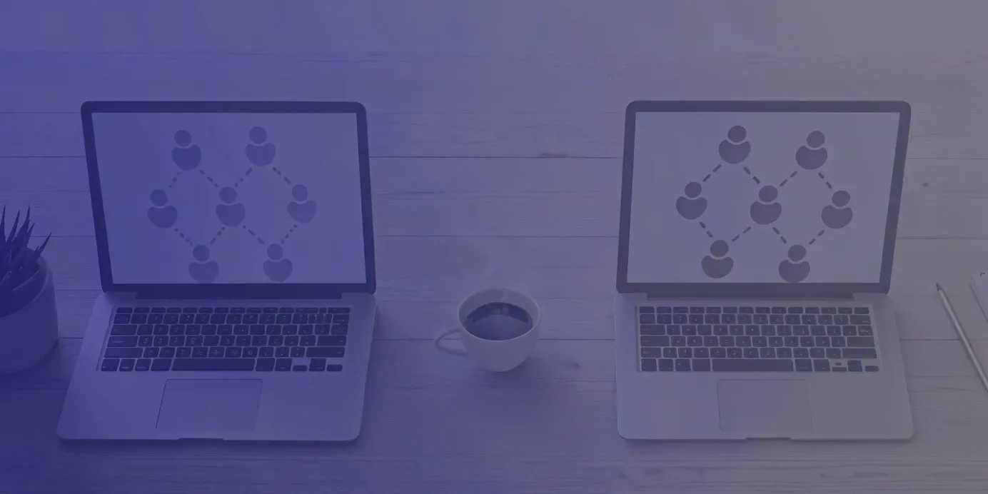 Kubernetes collaboration on laptops with network diagrams.