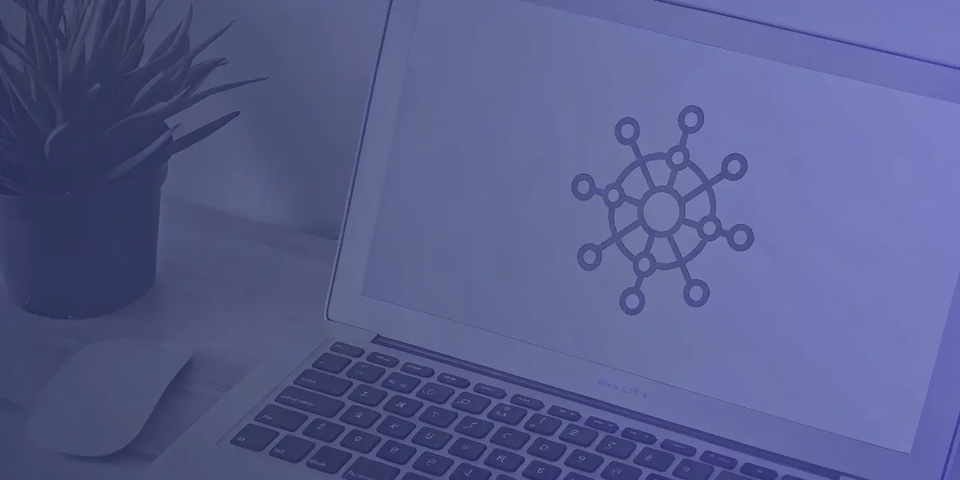 A Kubernetes network diagram on a laptop for Terraform provider automation.