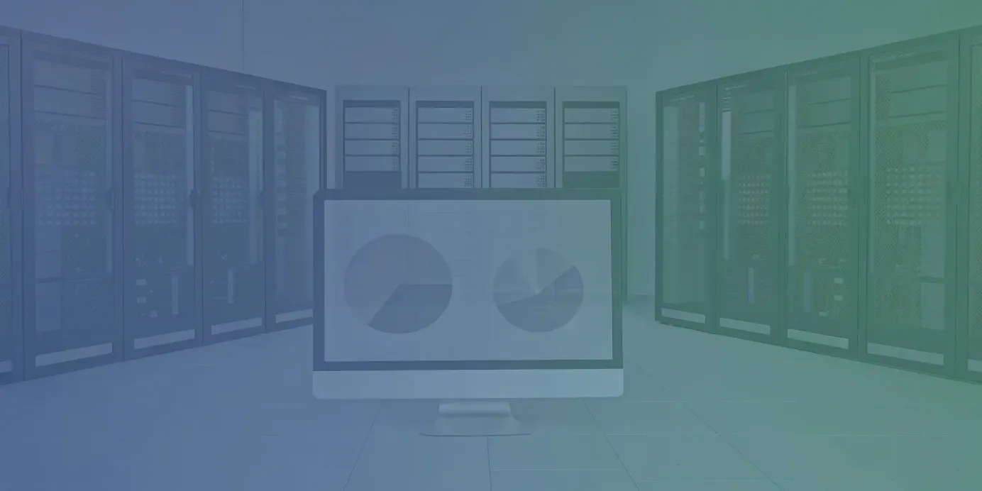 Server racks with a monitor showing a Loki vs ELK log analytics dashboard.