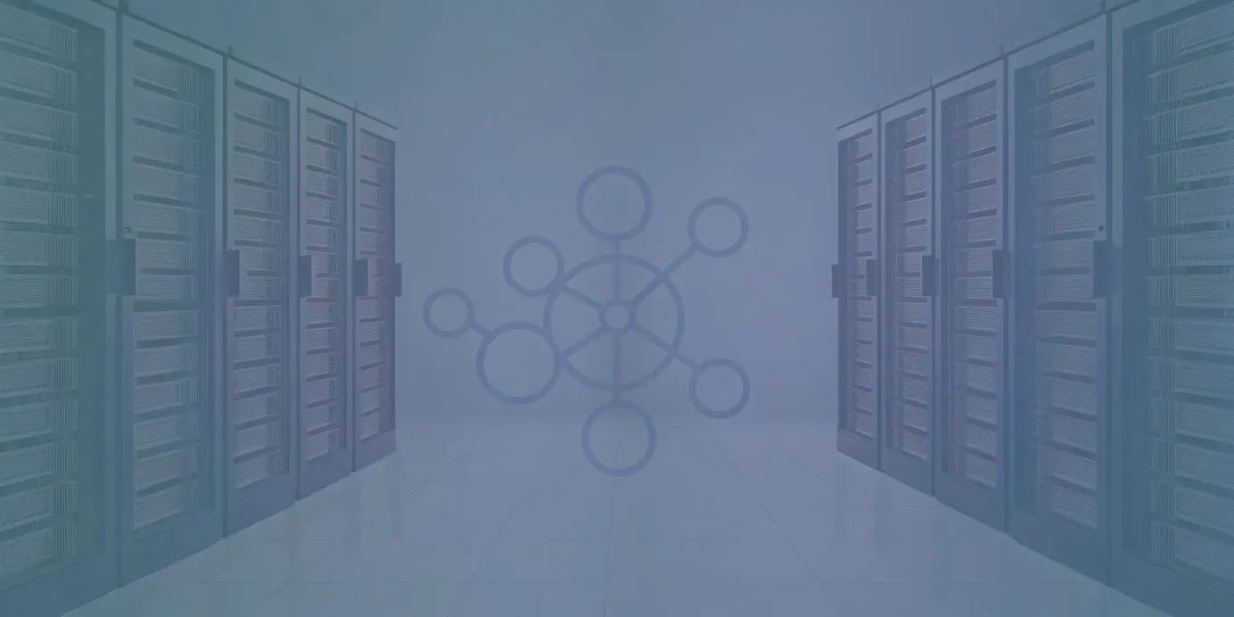 Server racks with a network diagram overlay explaining what a Kubernetes headless service is.