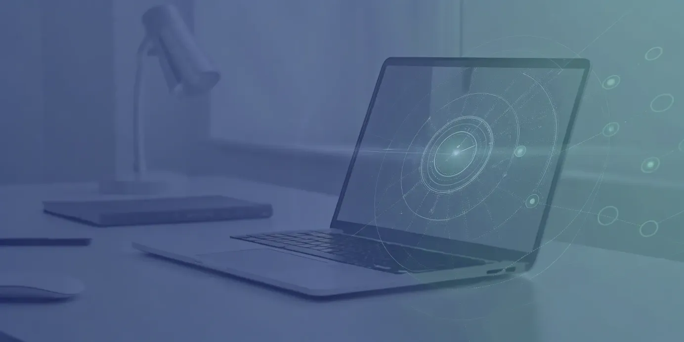 Laptop screen showing a diagram of GitOps core principles and workflow automation.