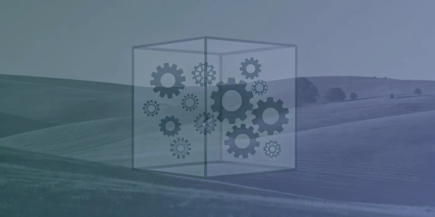 A transparent cube organizing gears, explaining what Kustomize is and how it simplifies K8s deployments.