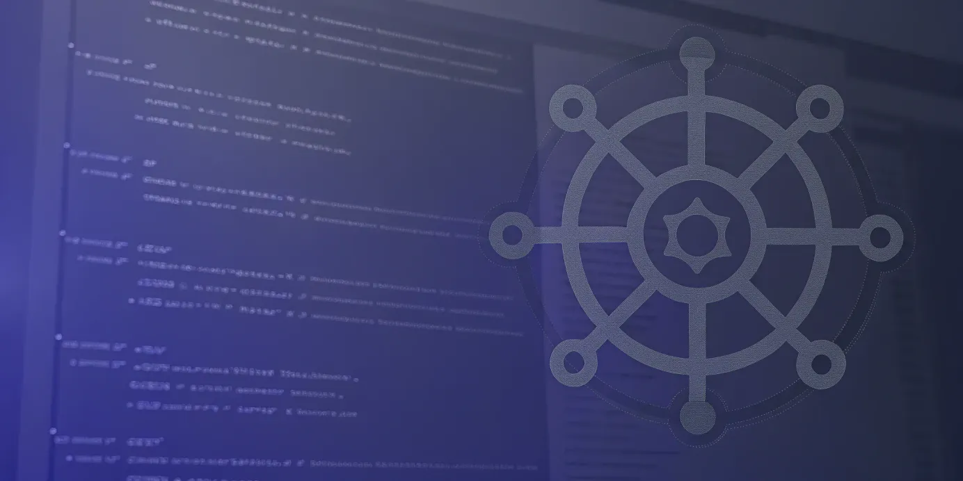 The kubectl delete secrets command in Kubernetes, with the logo over a code editor.