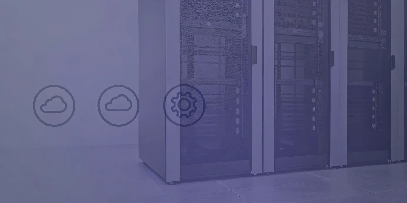 Data center server racks for comparing AWS managed Kubernetes: EKS vs. ECS vs. self-hosted.