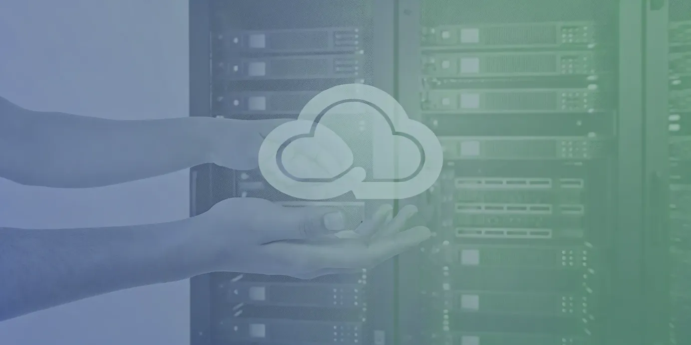 A cloud icon held in front of server racks, comparing Kubernetes NodePort vs LoadBalancer services.