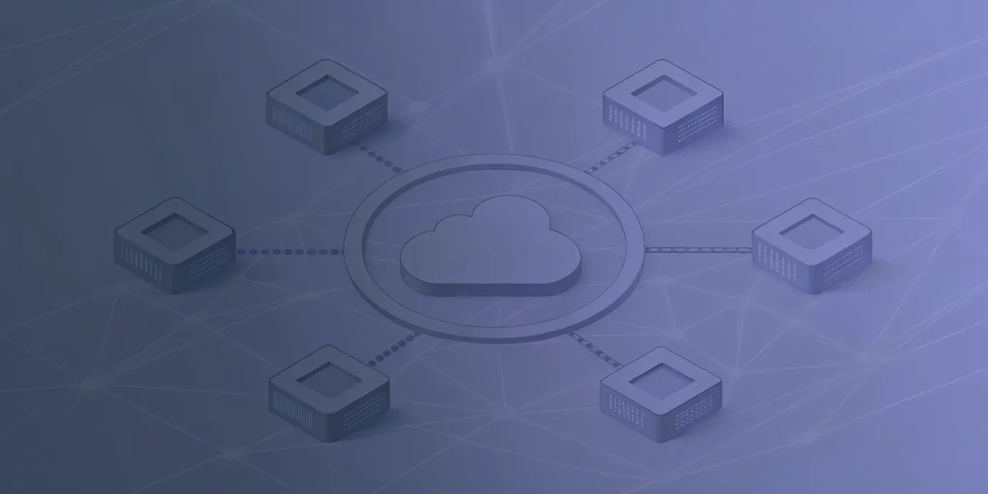 Azure Kubernetes cluster monitoring diagram with a cloud icon connected to server nodes.