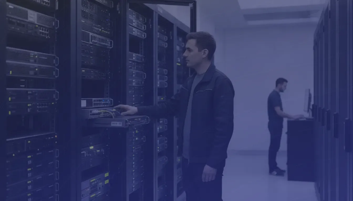 Platform engineer managing racks of Kubernetes cluster nodes in a datacenter