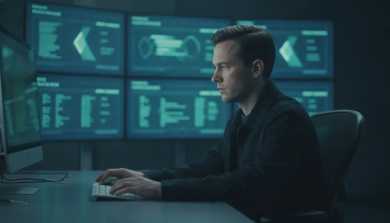 Platform engineer monitoring a Kubernetes cluster fleet on display panels in a command center